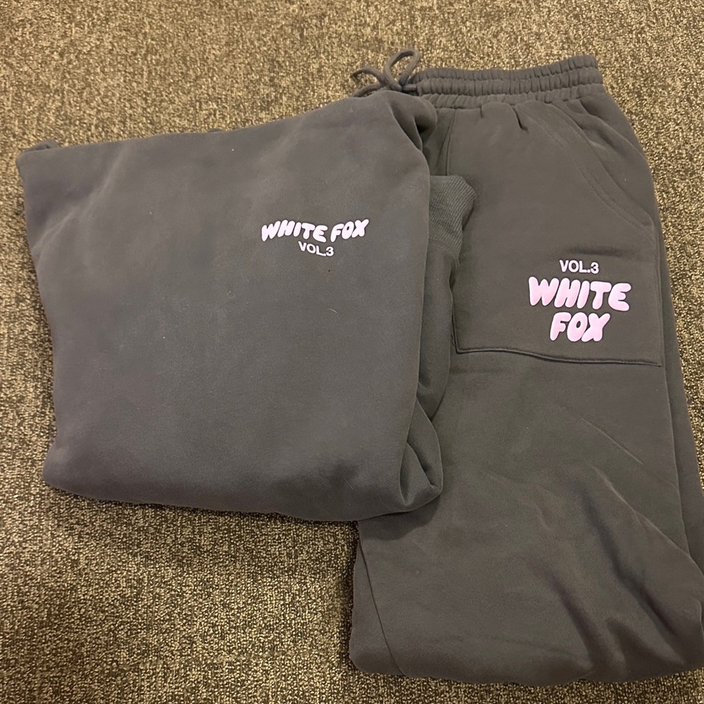 Worn once brand new condition white fox set